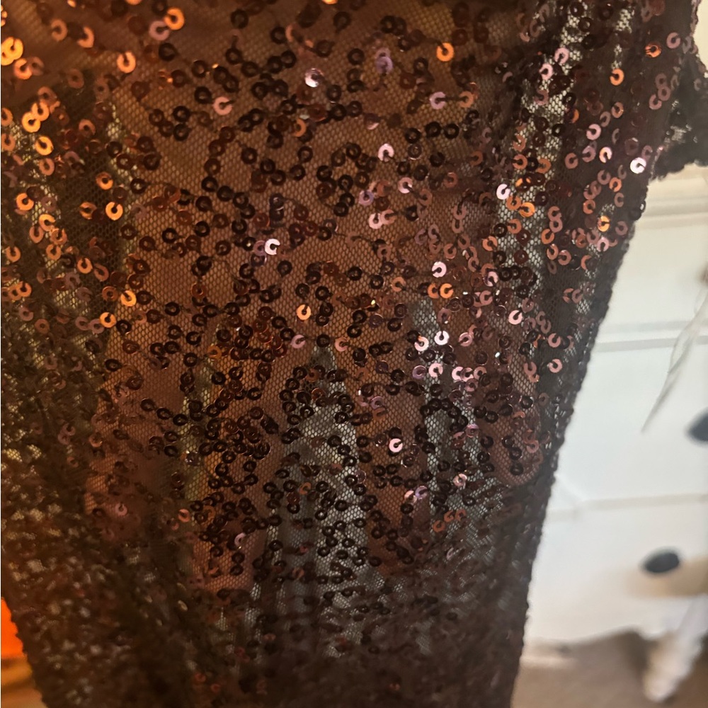 Vintage Free People brown Sequin Mini  Dress/Shirt - Picture 3 of 8